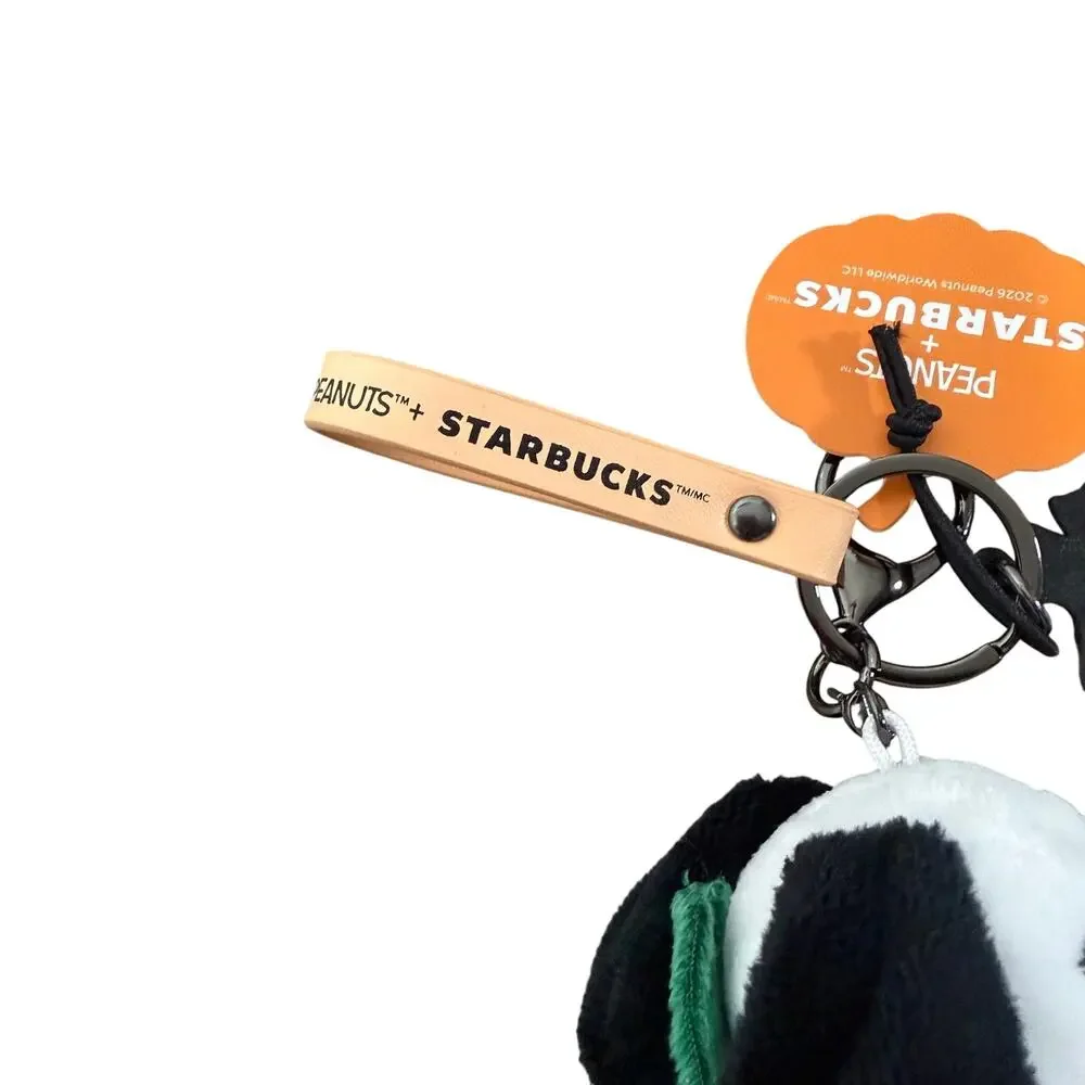 2026 Starbucks x Peanuts Snoopy Woodstock Plush Bag Charm Keychain Pumpkin